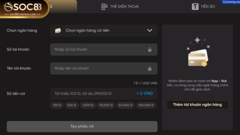 Giải đáp thắc mắc thường gặp về rút tiền Soc88