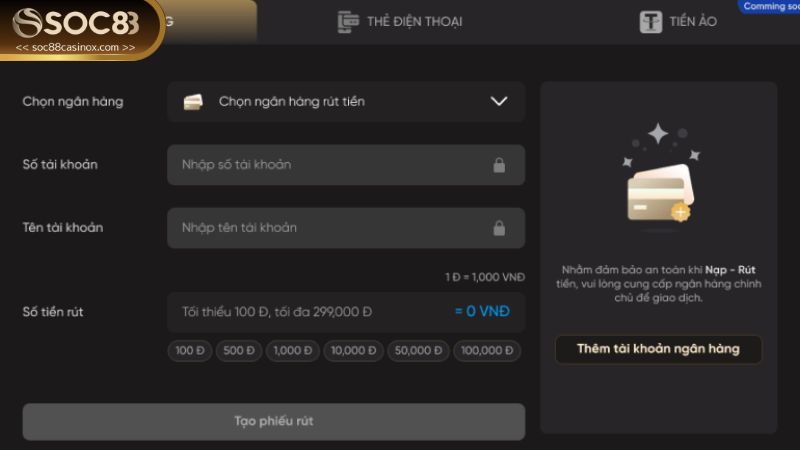 Quy trình xử lý khi không thể rút tiền ở nhà cái Soc88